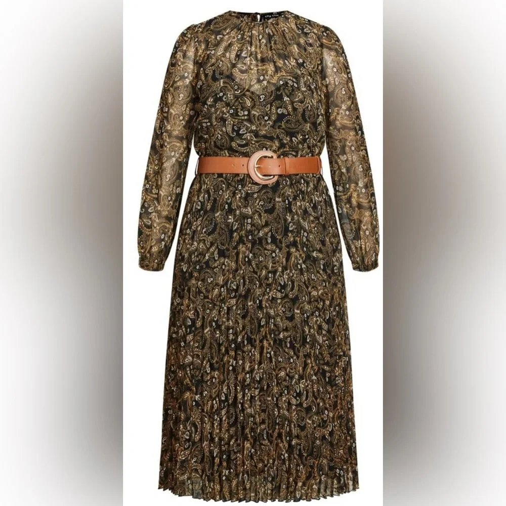 City Chic Black and Brown Paisley A-Line Skirt - Picture 5 of 10